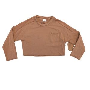Mate The Label Brown Organic Terry Cropped crewneck L